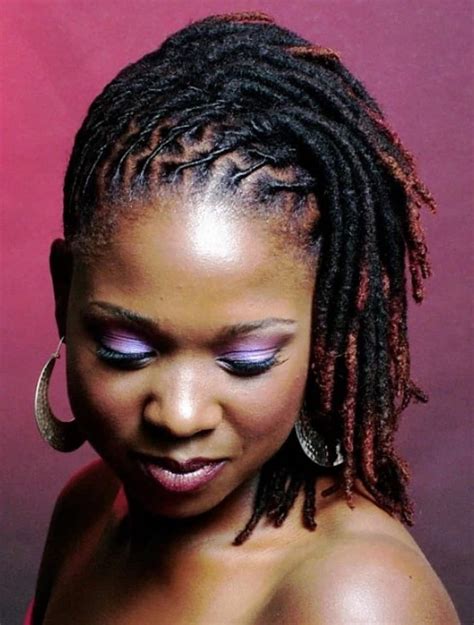 Ideal for Rectangle and oval faces. . Dread styles with bangs